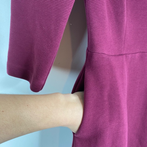 Boden Violet Ottoman Dress 2 Ruby Red Ribbed Midi Collar Classic Preppy Twee - Picture 3 of 11